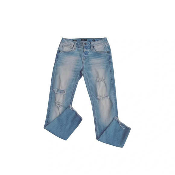 Miss Me Light Wash Mid-rise Distressed Frayed Hem Skinny Jeans 25 Women’s - Picture 7 of 7